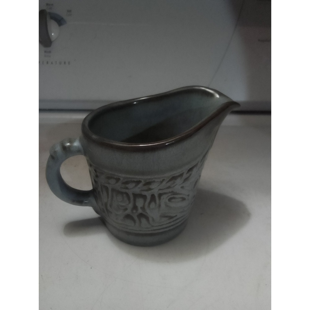 Vintage Frankoma Pottery 7 A Aztec Blue Glaze Mayan Creamer Pitcher 3" X 2 1/2"